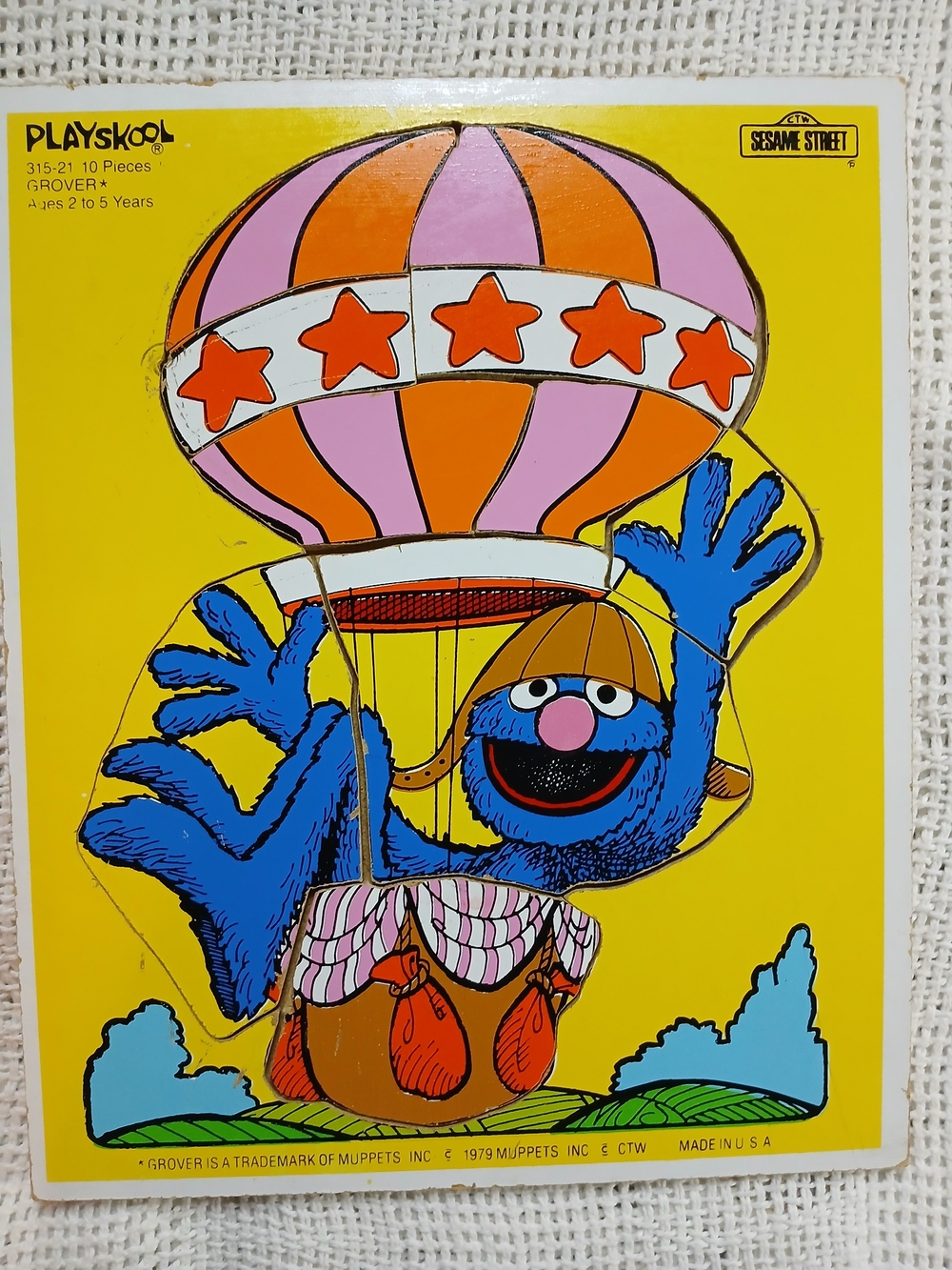 Vintage Wooden PlaySkool Grover Puzzle. Made In USA.